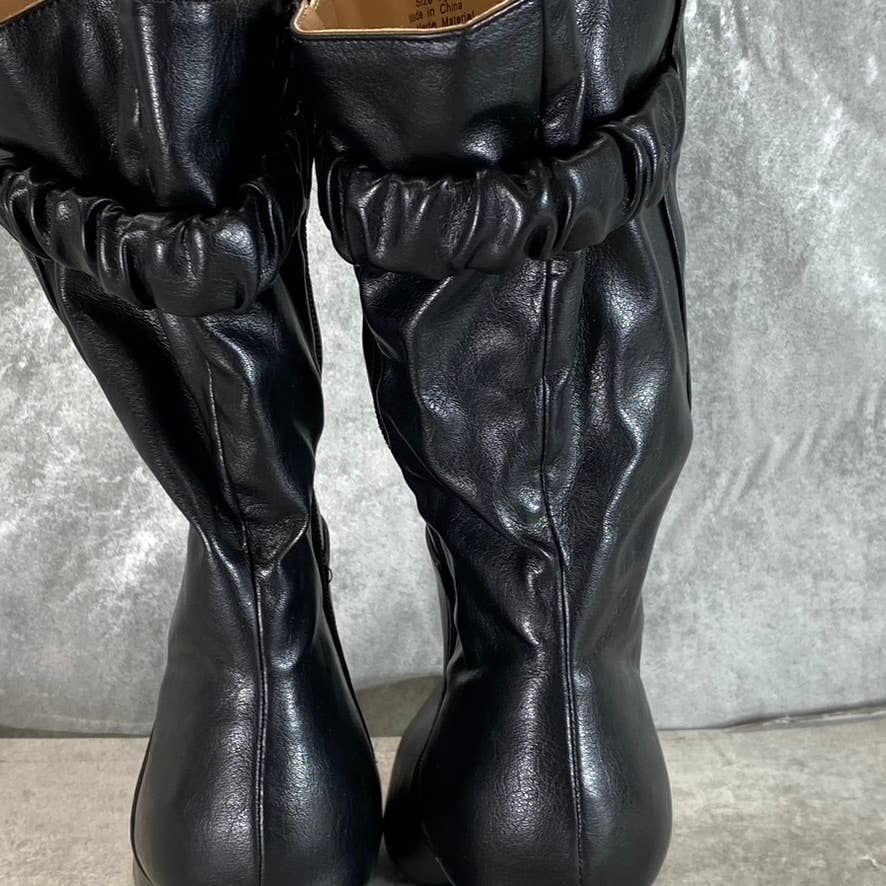 JOURNEE COLLECTION Women's Black Faux-Leather Wilo Pointed-Toe Boots SZ 7.5