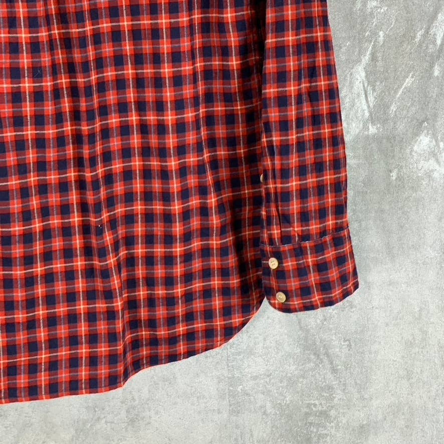 J.CREW Women's Red Plaid Brushed Twill Flannel Button-Up Long-Sleeve Top SZ 4