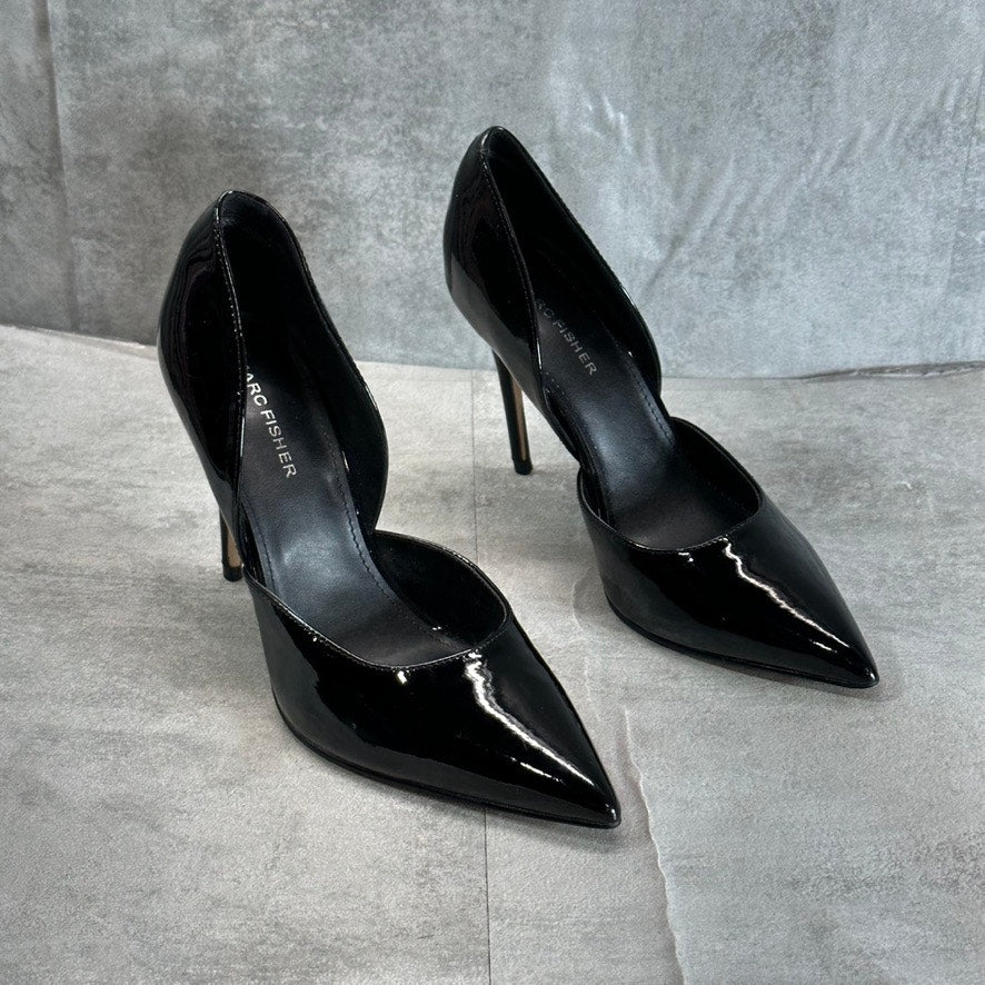 MARC FISHER Women's Black Patent Christa Pointed-Toe Stiletto Dress Pumps SZ 7