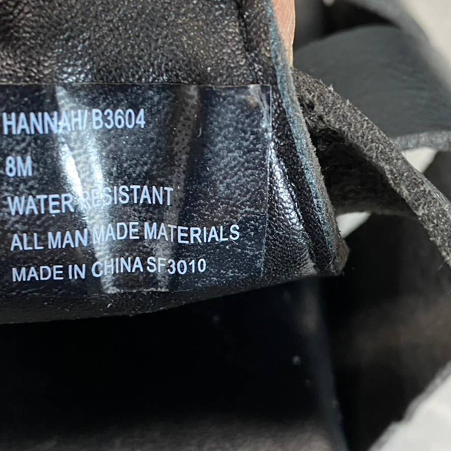 AQUA COLLEGE Women's Black Hannah Waterproof Lug-Sole Strappy Sandals SZ 8