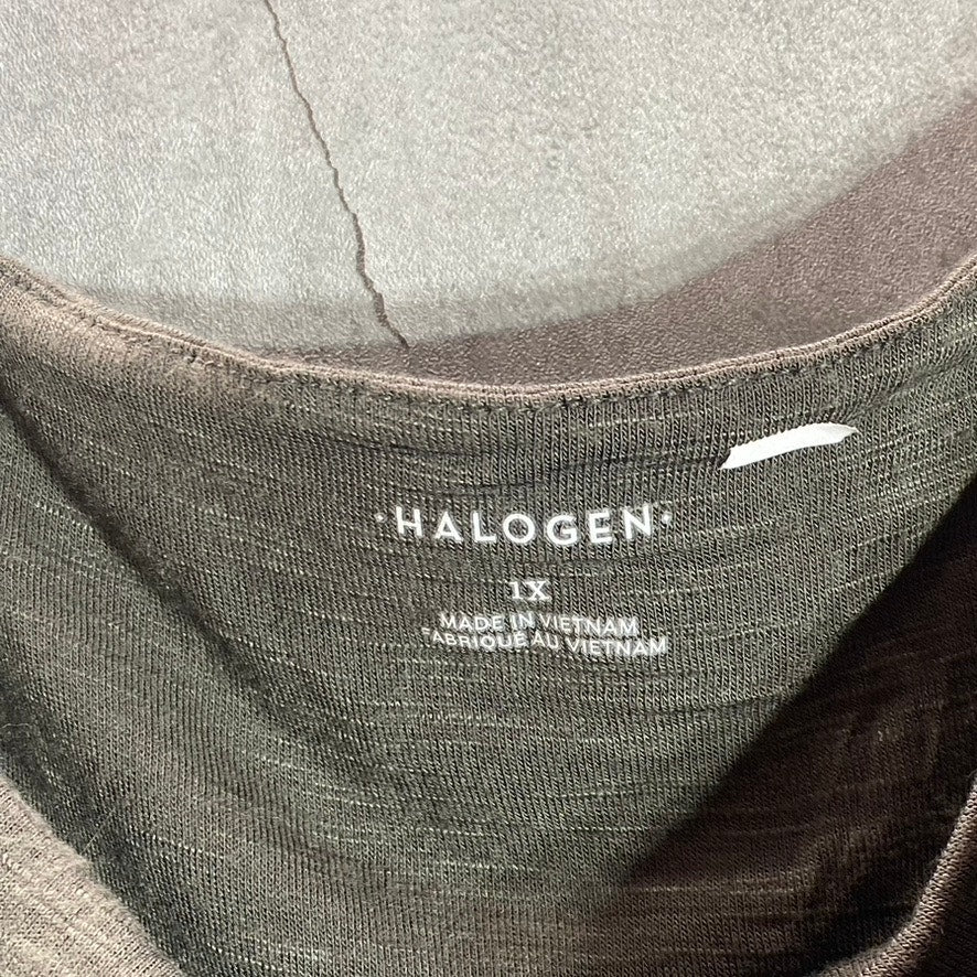 HALOGEN Women's Plus Size Grey Beluga Drape Neck Sleeveless Top SZ 1X