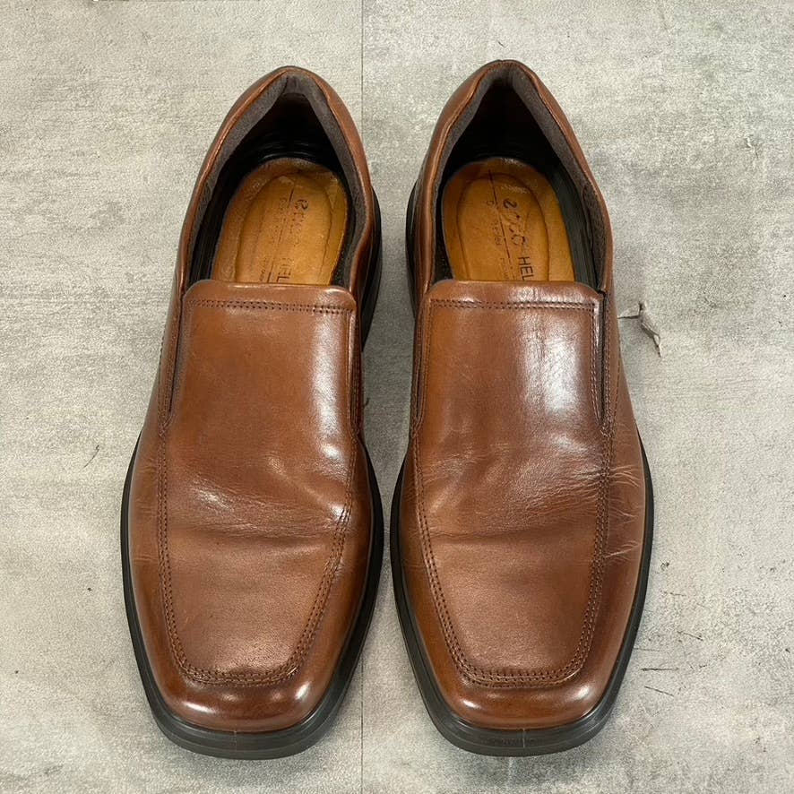 ECCO Men's Cognac Leather Helsinki 2 Apron-Toe Slip-On Loafers SZ 7/7.5