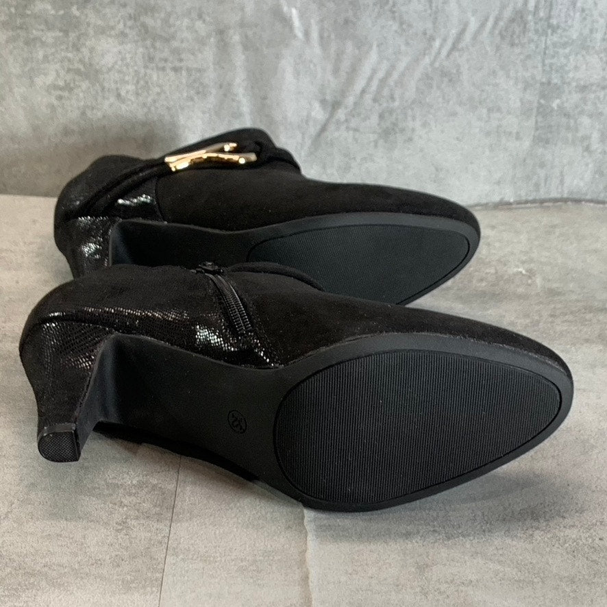 KAREN SCOTT Women's Black Microsuede Melanni Almond-Toe Slip-On Booties SZ 8