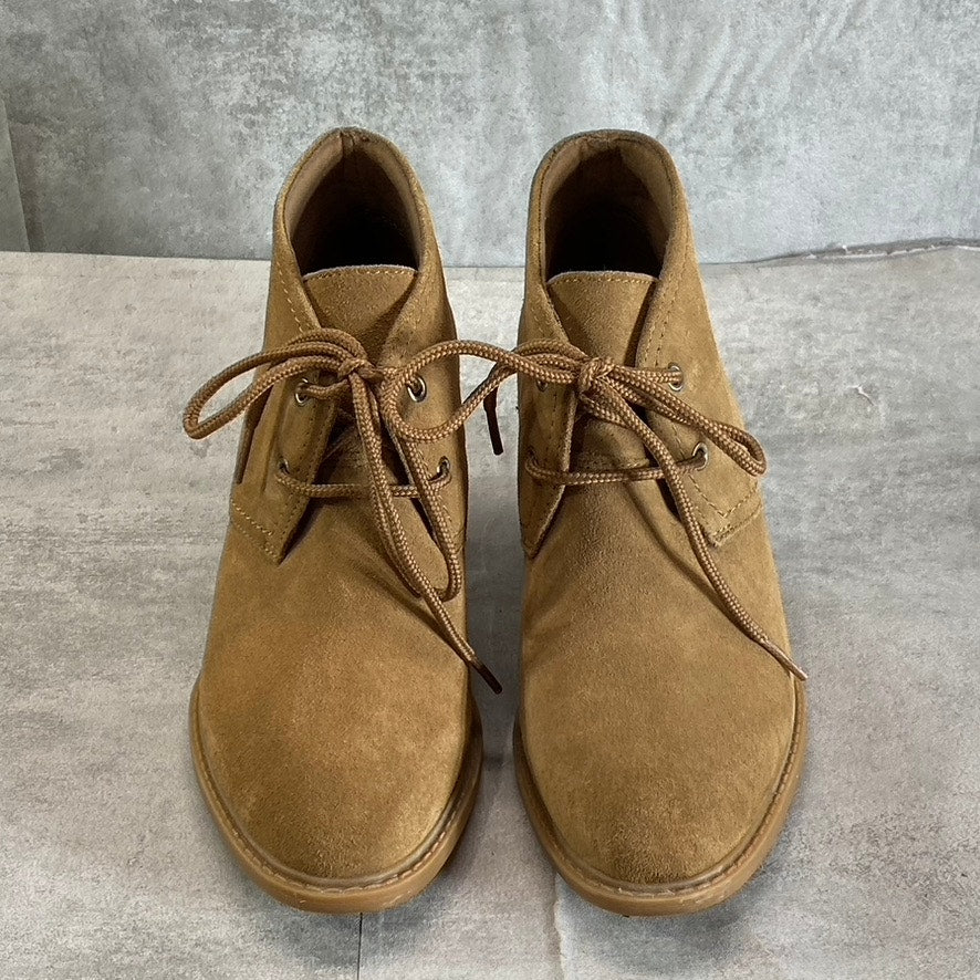 COLLECTION By CLARKS Women's Dark Khaki Suede Scene Laceboot Block-Heel Booties