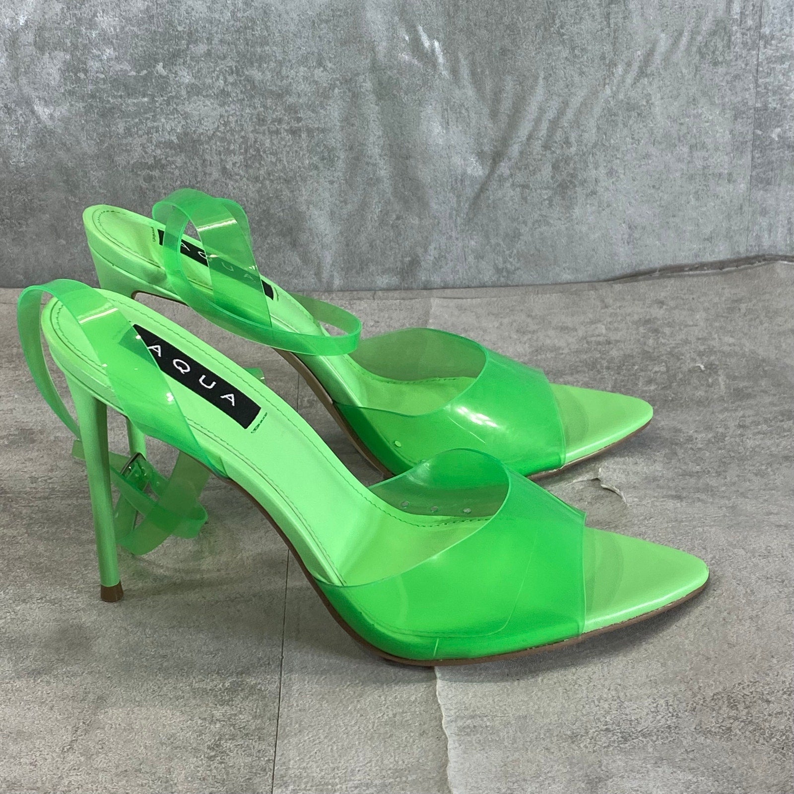 AQUA Women's Green Milan Ankle-Strap Pointed-Toe Stiletto Sandals SZ 9