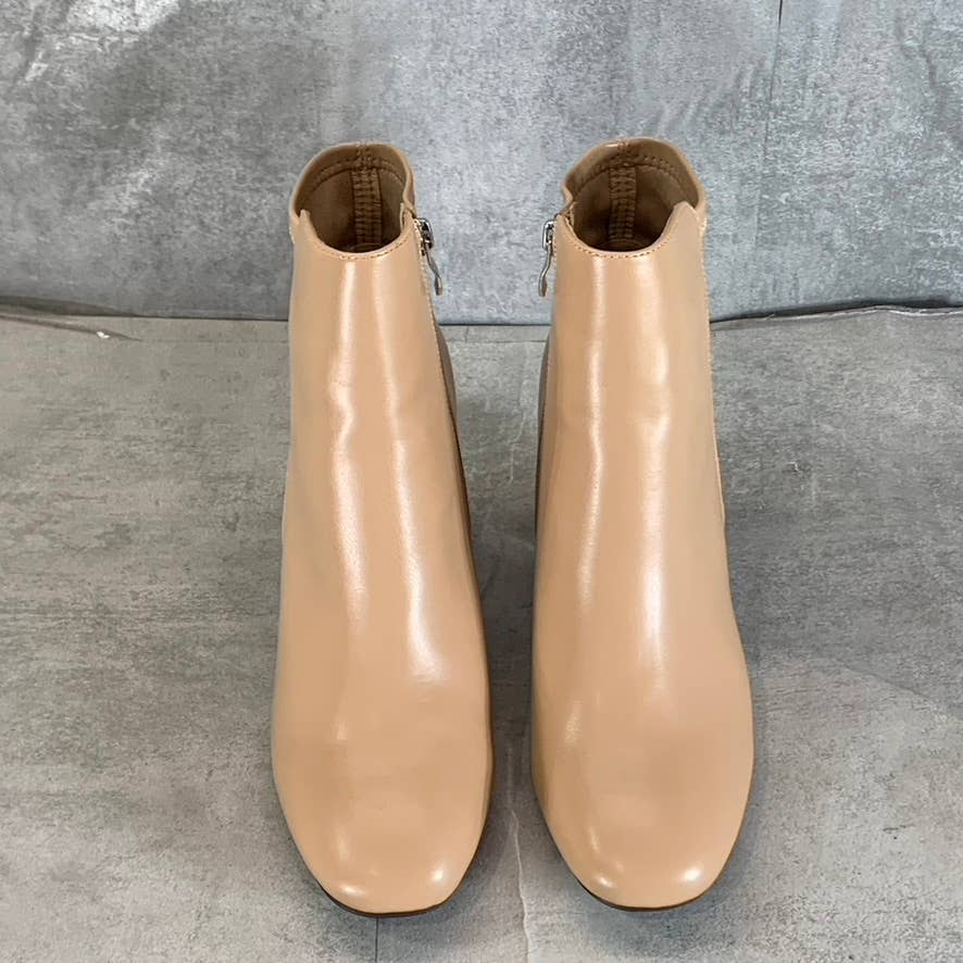 MIA Women's Nude Stretch Carla Round-Toe Side-Zip Ankle Boots SZ 10