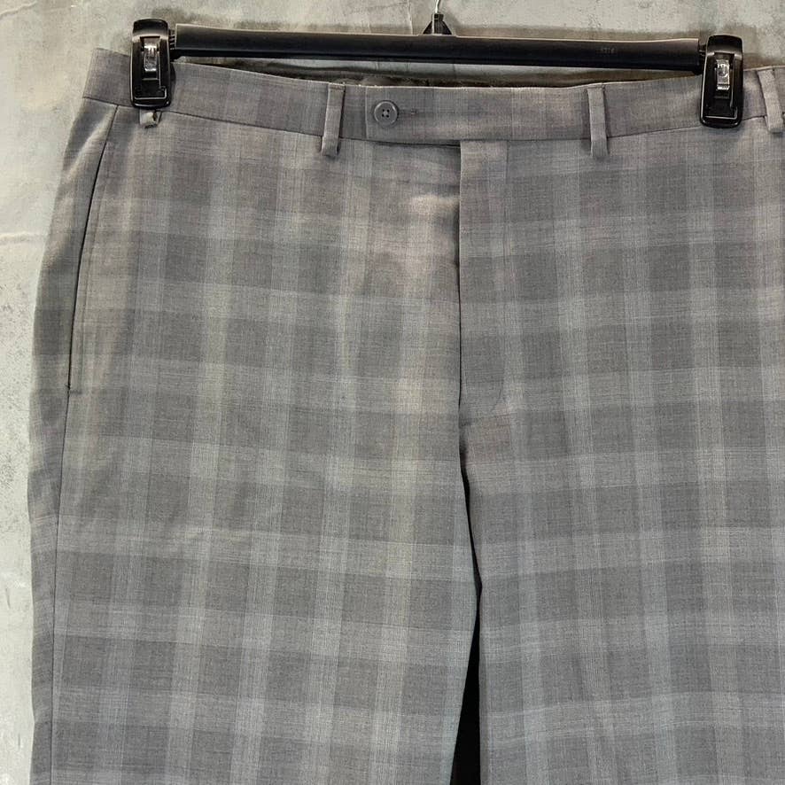 COLLECTION By MICHAEL STRAHAN Men's Grey Plaid Classic-Fit Pants SZ 36X32