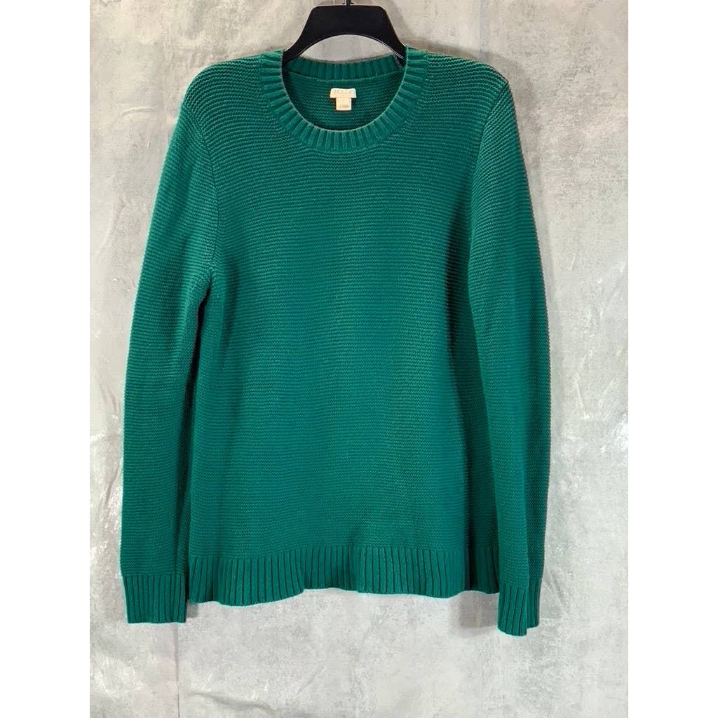 J.CREW Women's Academic Green Classic Crewneck Knit Pullover Sweater SZ M