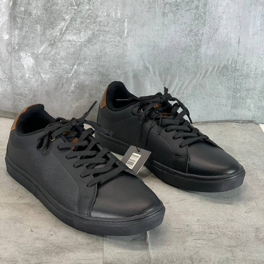 NEW YORK & COMPANY Men's Black Faux-Leather Cooper Low-Top Sneakers SZ 11