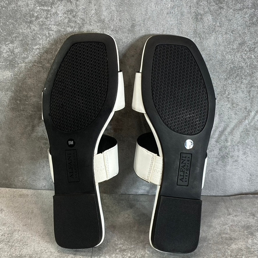 ALFANI Step N' Flex Women's White Baclinii Toe-Loop Cushioned Flat Slide Sandals