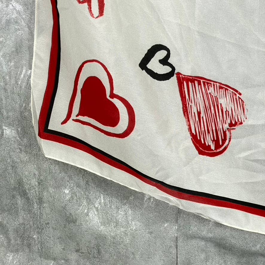GIANI BERNINI Women's White/Red Heart-Print Square Scarf SZ OS
