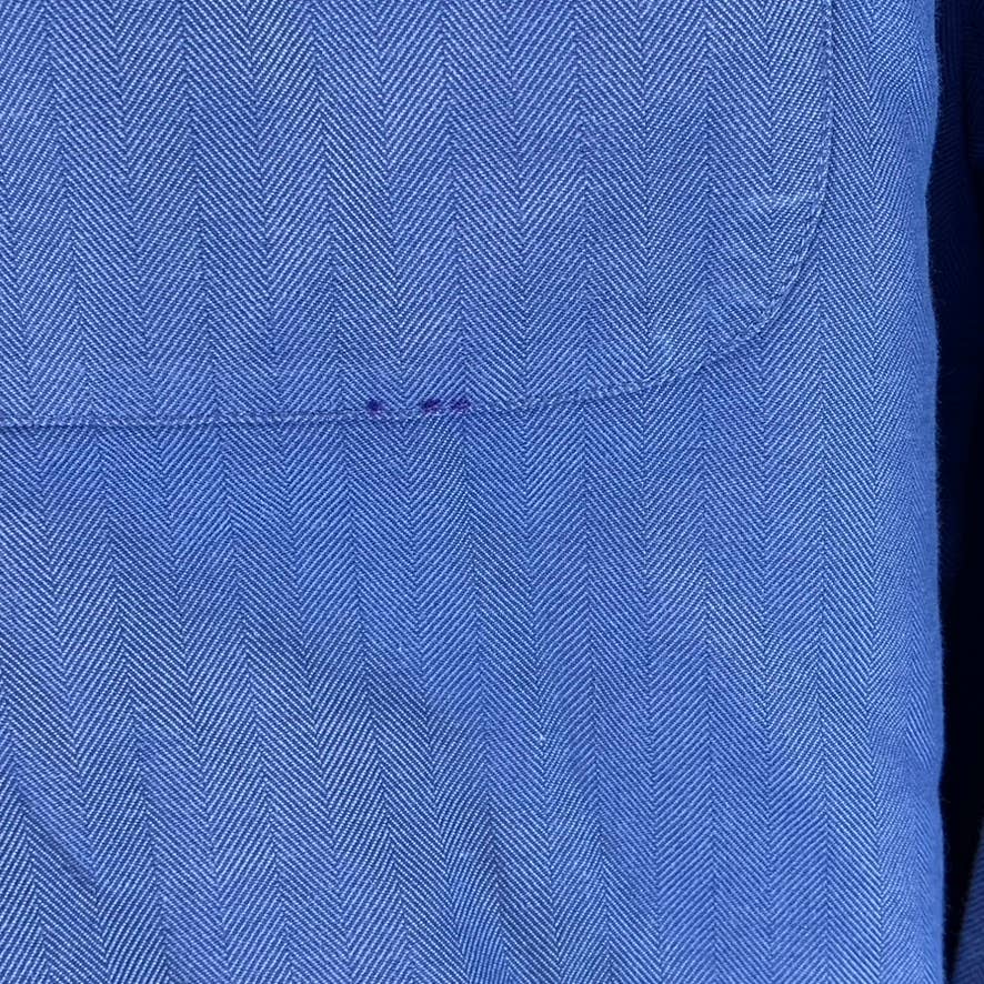 NORDSTROM Men's Blue Trim-Fit Button-Front Long-Sleeve Dress Shirt SZ 17 32/33