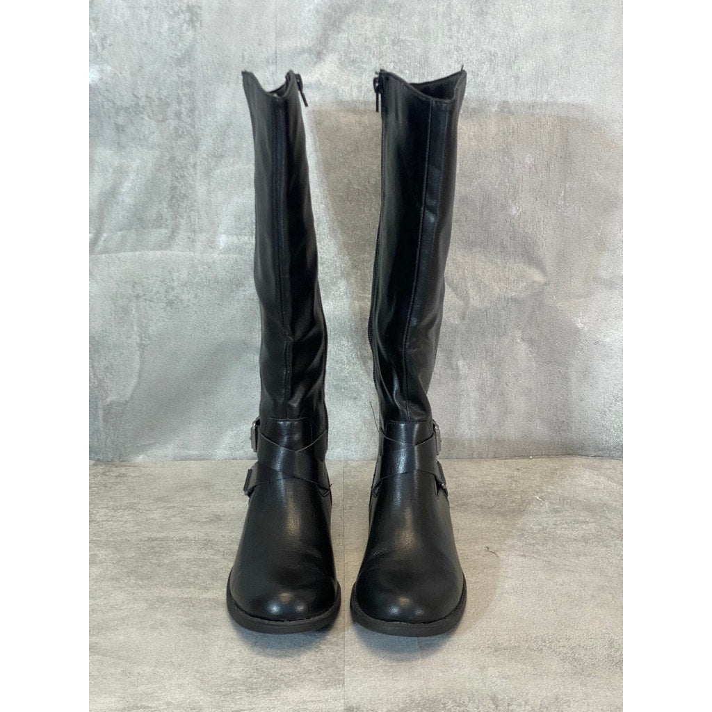 STYLE & CO Black Marliee Full Side Zip Round-Toe Tall Riding Boots SZ 7.5