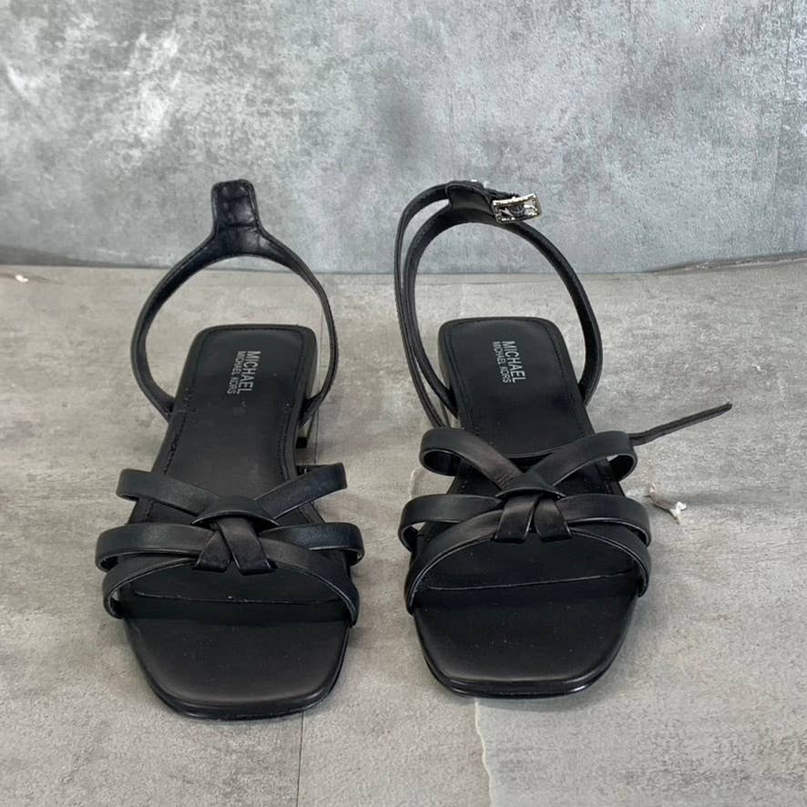 MICHAEL MICHAEL KORS Women's Black Leather Brinkley Ankle-Strap Sandals SZ 6