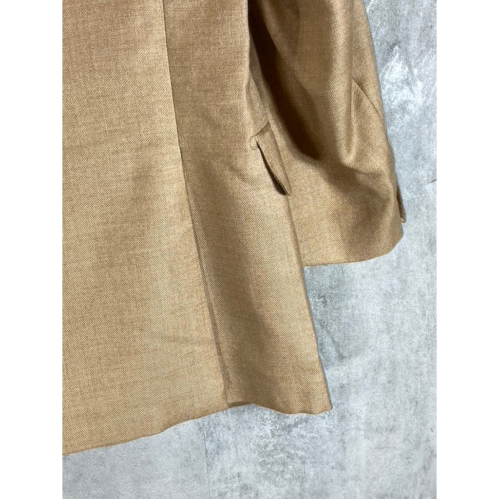 ERMENEGILDO ZEGNA Men's Tan Camel Silk Three-Button Blazer SZ 40R