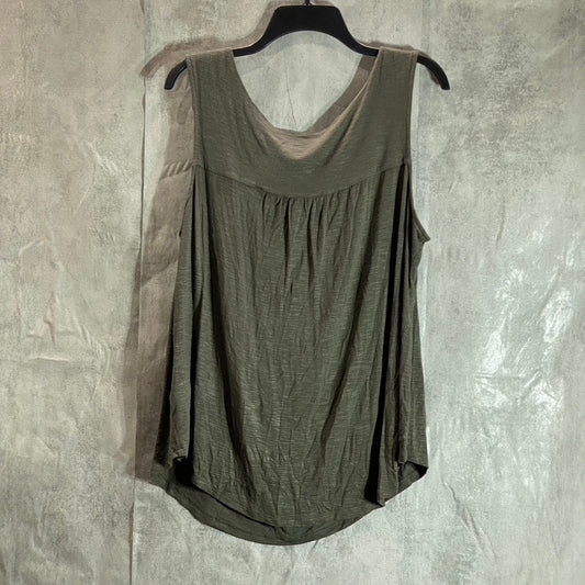 HALOGEN Women's Plus Size Grey Beluga Drape Neck Sleeveless Top SZ 1X