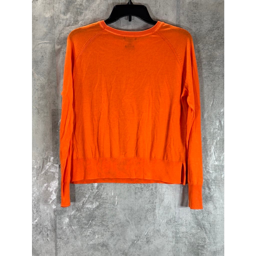 MASSIMO DUTTI Women's Orange Crewneck Long Sleeve Pullover Sweater SZ XS