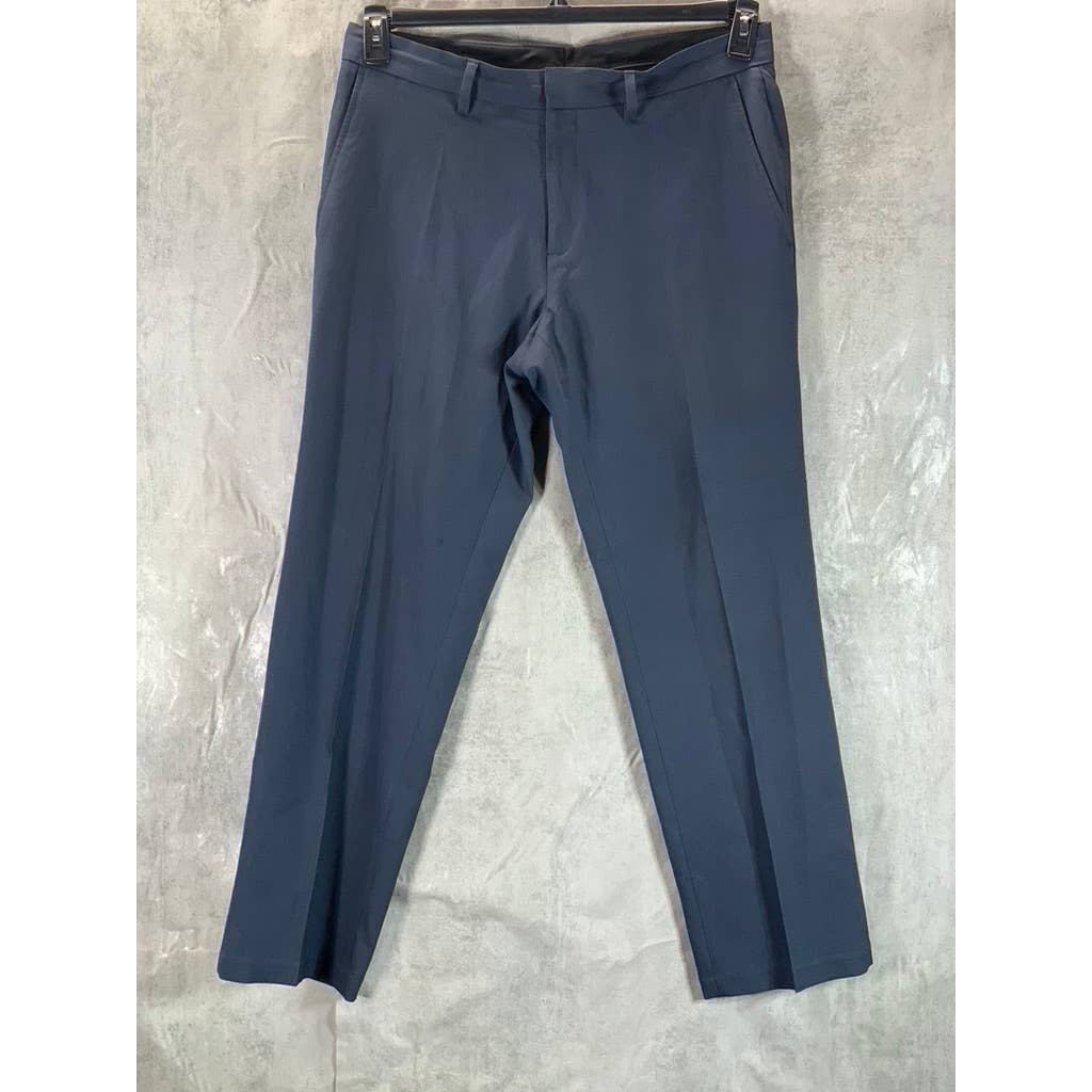 REACTION KENNETH COLE Men's Navy Modern-Fit Flat-Front Pants SZ 34X30