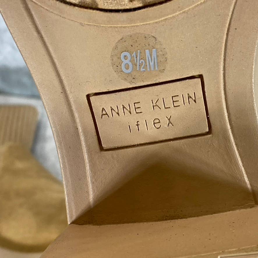 ANNE KLEIN iFlex Women's Dark Natural Faria Round-Toe Block-Heel Boots SZ 8.5