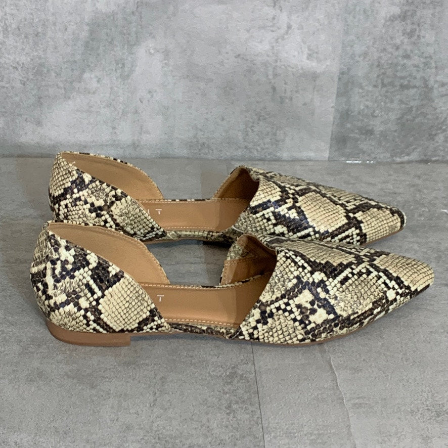 ESPRIT Natural Snake Piper Almond-Toe Slip-On Flats SZ 10