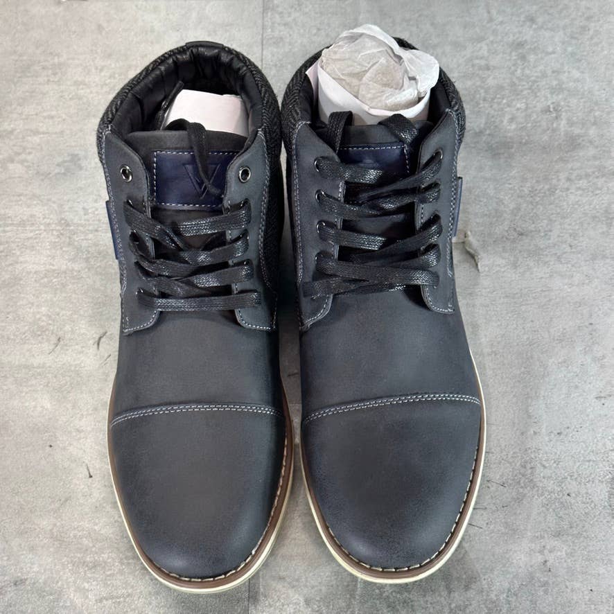 VANCE CO. Men's Black Jones Cap-Toe Lace-Up Boots SZ 9