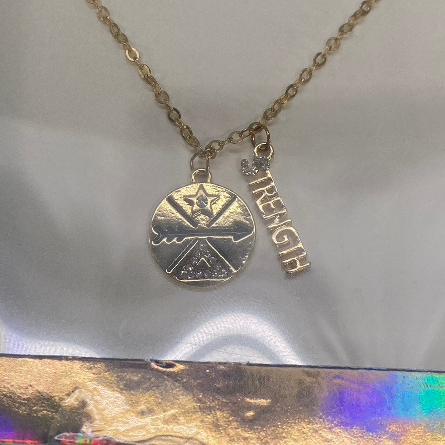 STEVE MADDEN Women's Gold Plated Talisman Strength Charm Pendant