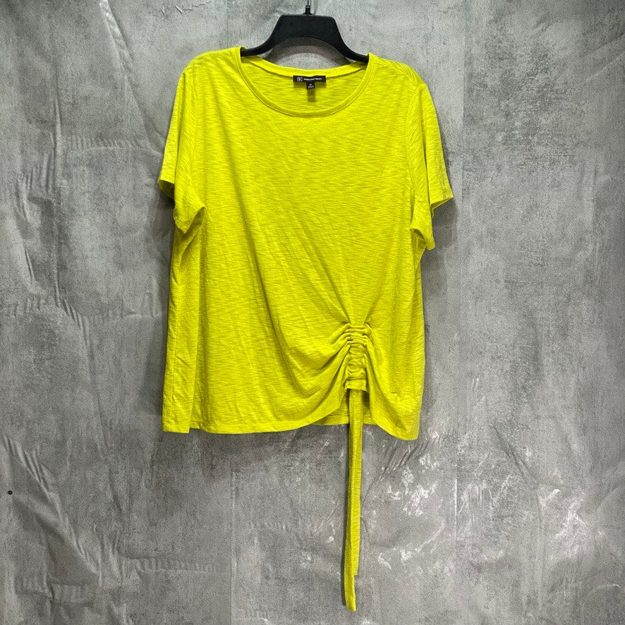 INC INTERNATIONAL CONCEPTS Plus Size Yellow Side-Ruched Short Sleeve Crewneck T-Shirt SZ 2X