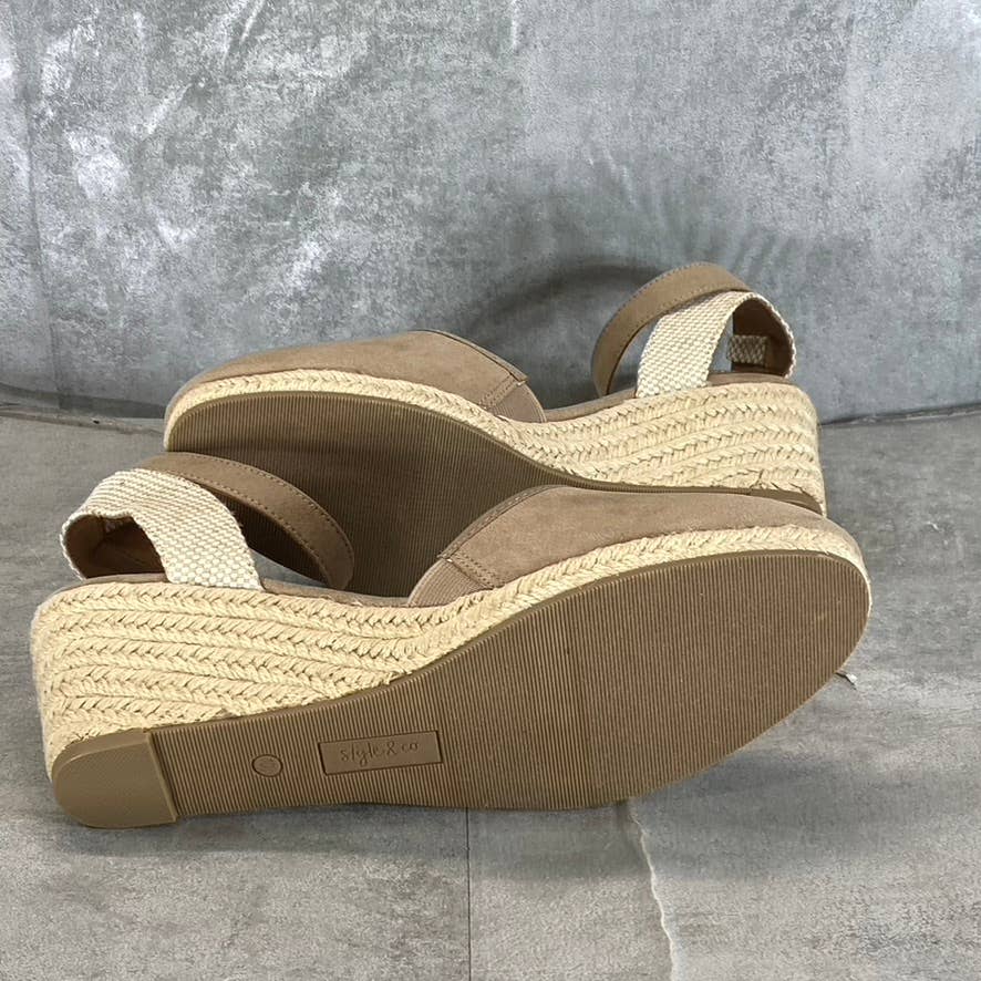 STYLE & CO Women's Light Taupe Mailena Closed-Toe Wedge Espadrille Sandal SZ10.5