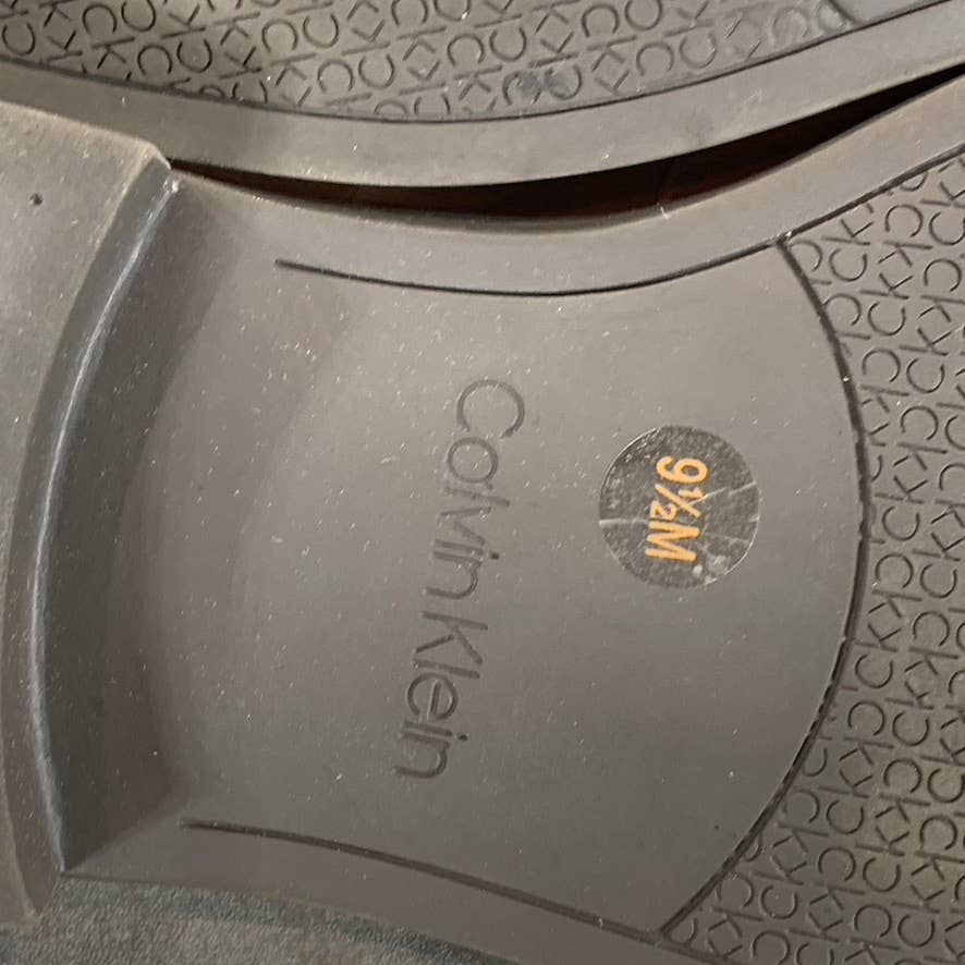 CALVIN KLEIN Men's Dark Tan Leather Malcome Slip-On Casual Loafers SZ 9.5