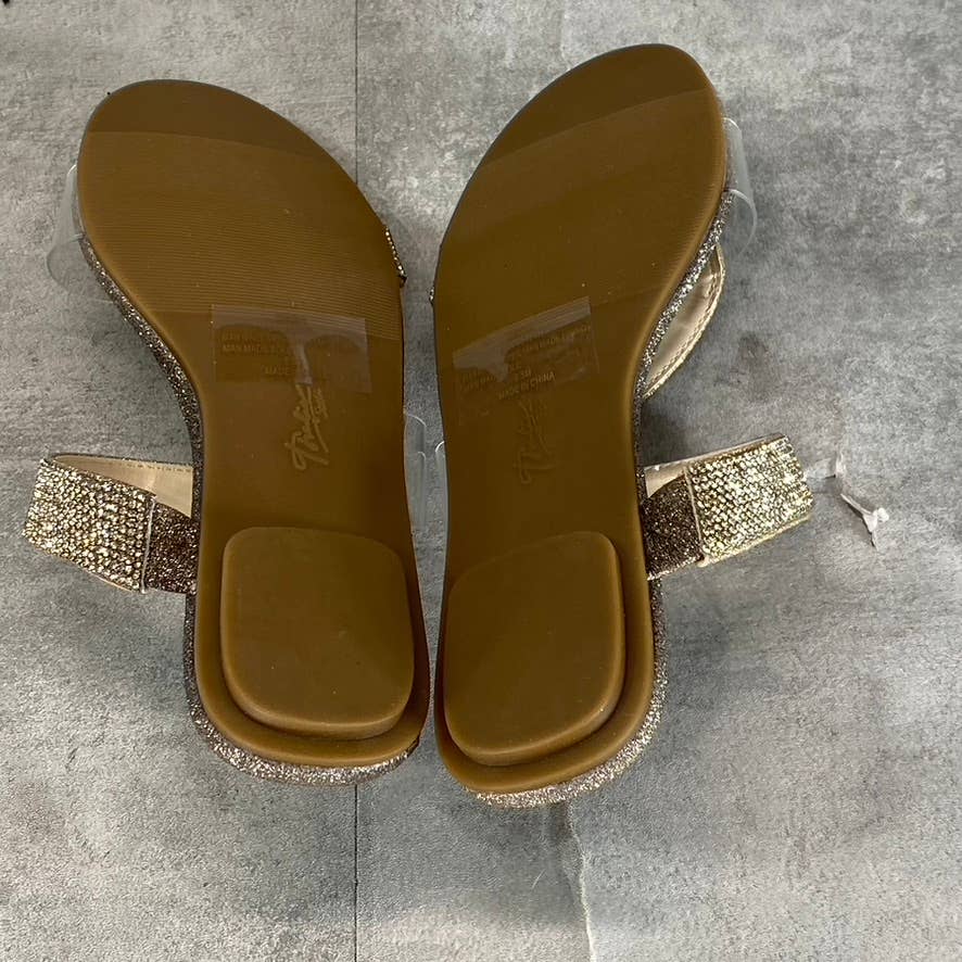 THALIA SODI Women's Champagne Ombre Bianca Rhinestone Flat Sandals SZ 5.5