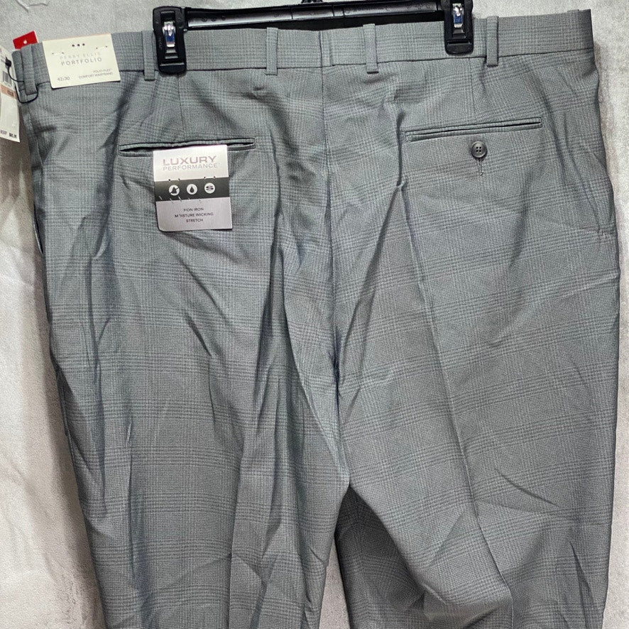 PERRY ELLIS Portfolio Gray Modern-Fit Performance Dress Pants SZ 42X30