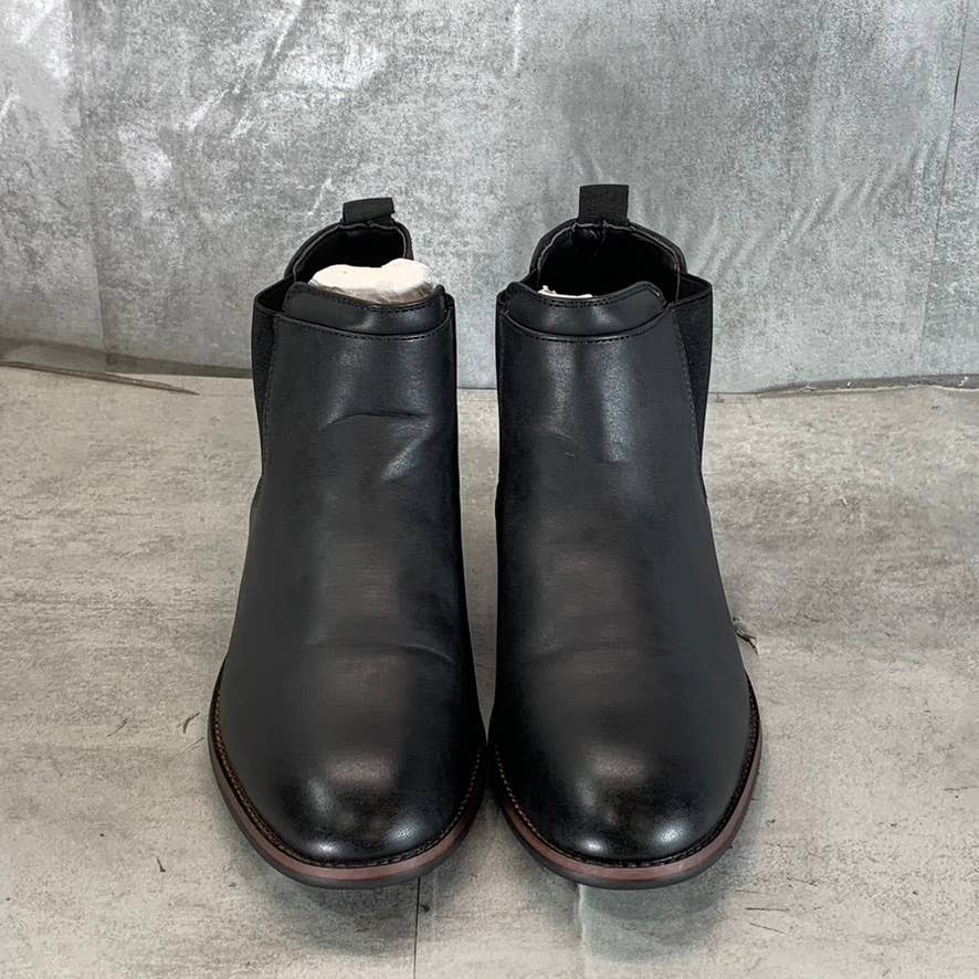 VANCE CO. Men's Black Faux Leather Landon Slip-On Chelsea Dress Boots SZ 10