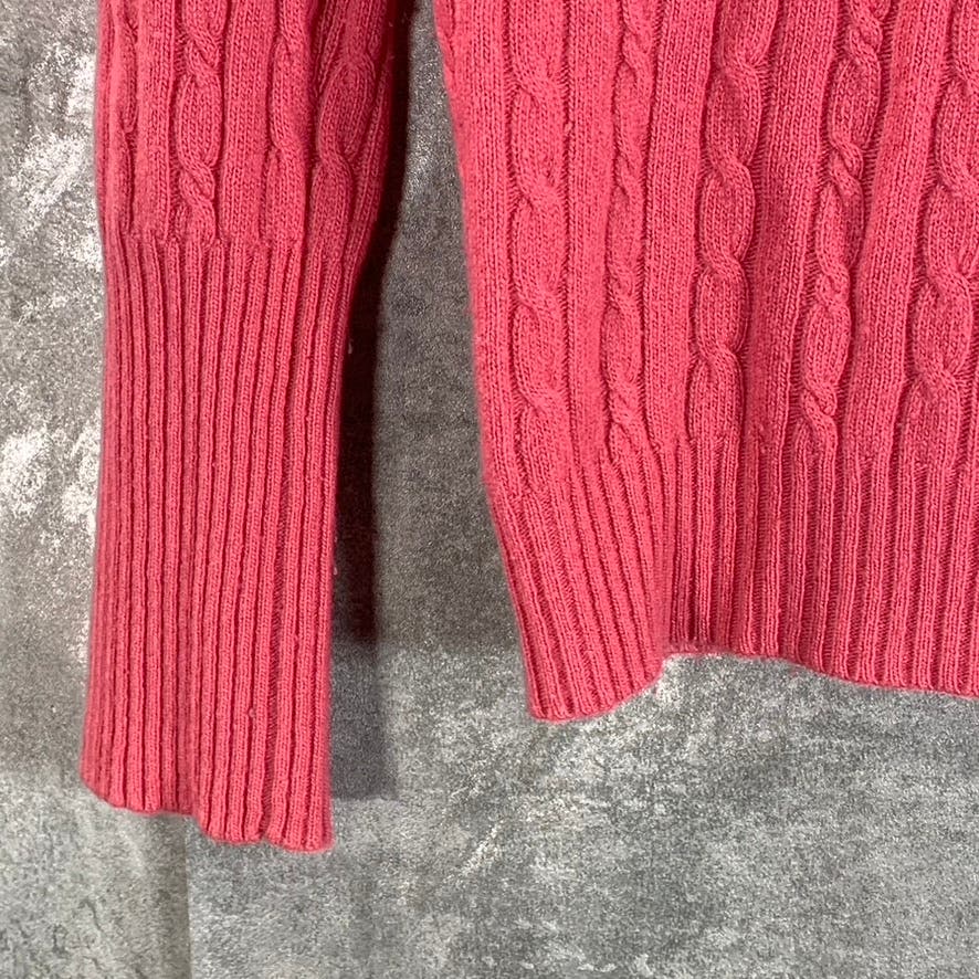 J.CREW Women's Pink Cable Knit Turtleneck Long Sleeve Pullover Sweater SZ S