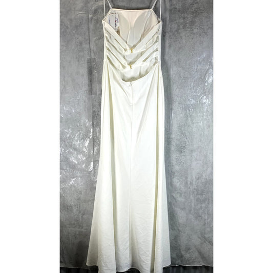 AQUA FORMAL Women's Ivory Strappy-Back Strapless Maxi Dress SZ 10