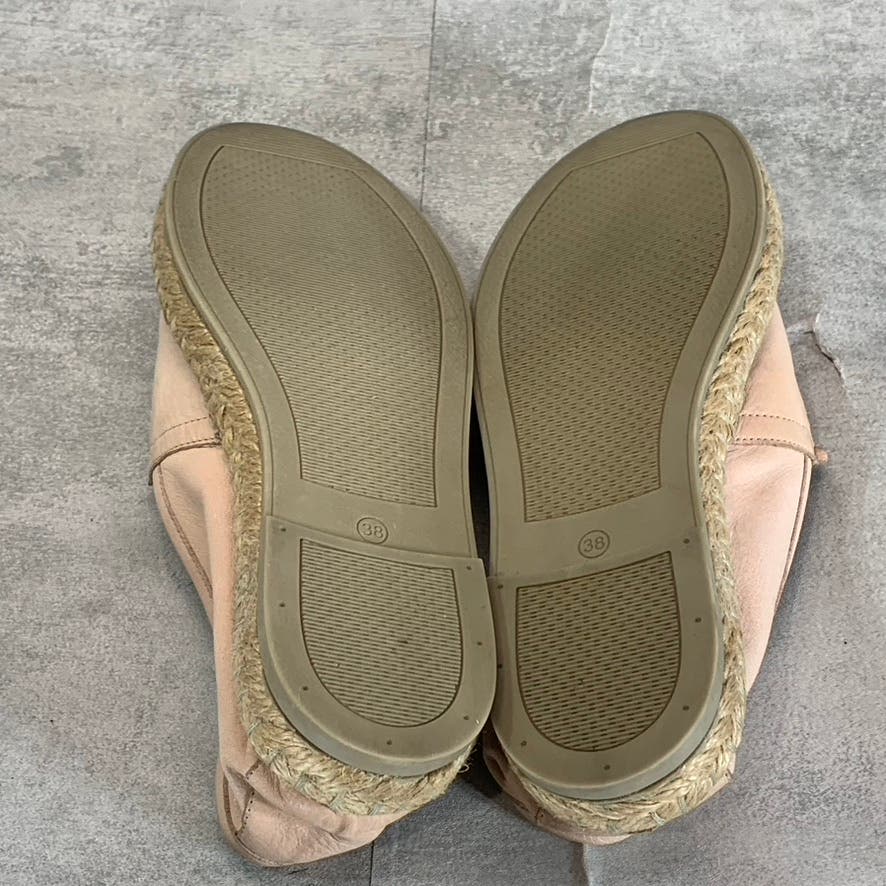 BUENO Women's Light Pink Leather Round-Toe Slip-On Espadrille Flats SZ 38(US7.5)