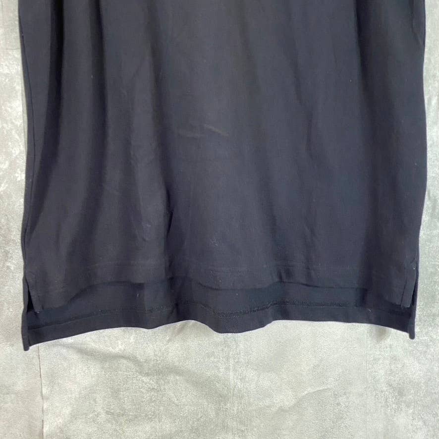 LANDS END Men's Black Solid Regular Short-Sleeve Polo Shirt SZ L