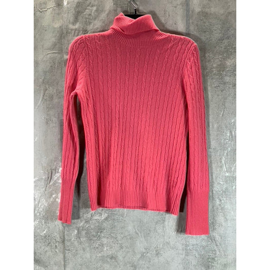 J.CREW Women's Pink Cable Knit Turtleneck Long Sleeve Pullover Sweater SZ S