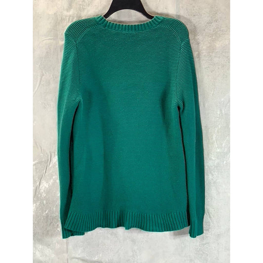 J.CREW Women's Academic Green Classic Crewneck Knit Pullover Sweater SZ M