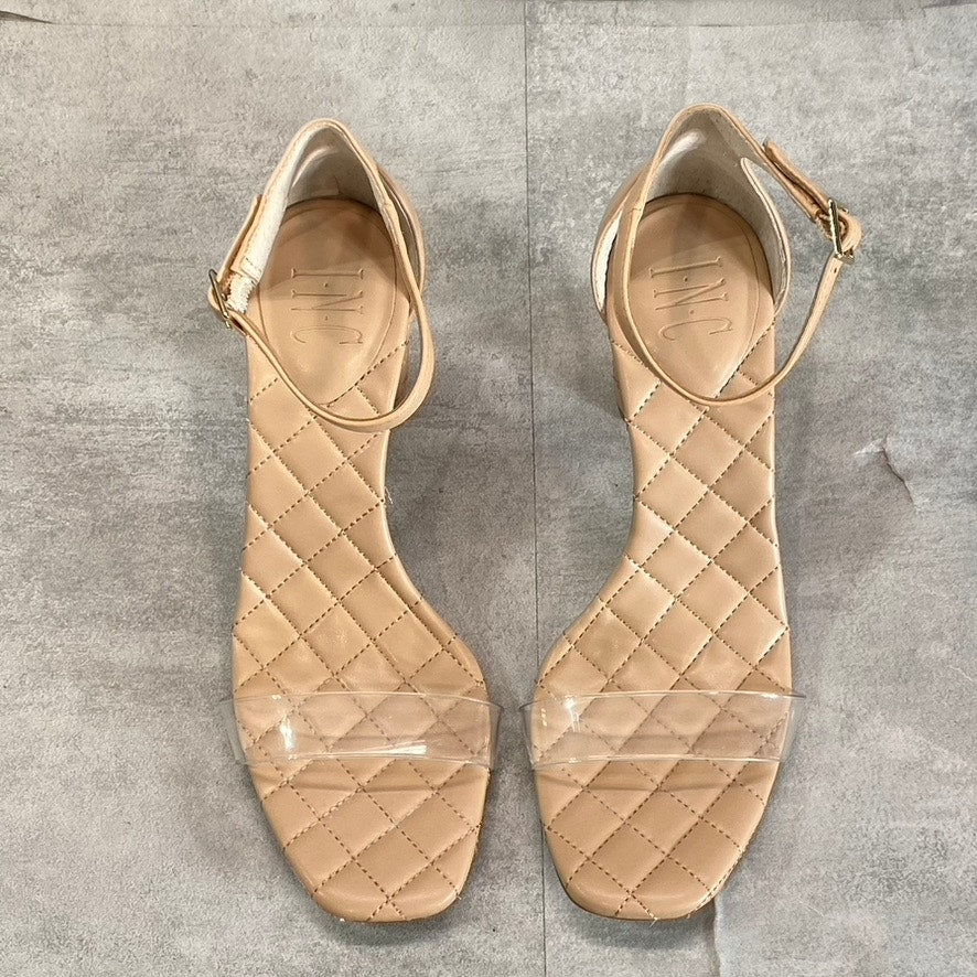 INC INTERNATIONAL CONCEPTS Women’s Nude Quilted Lexini Two-Piece Block-Heel Sandals SZ8