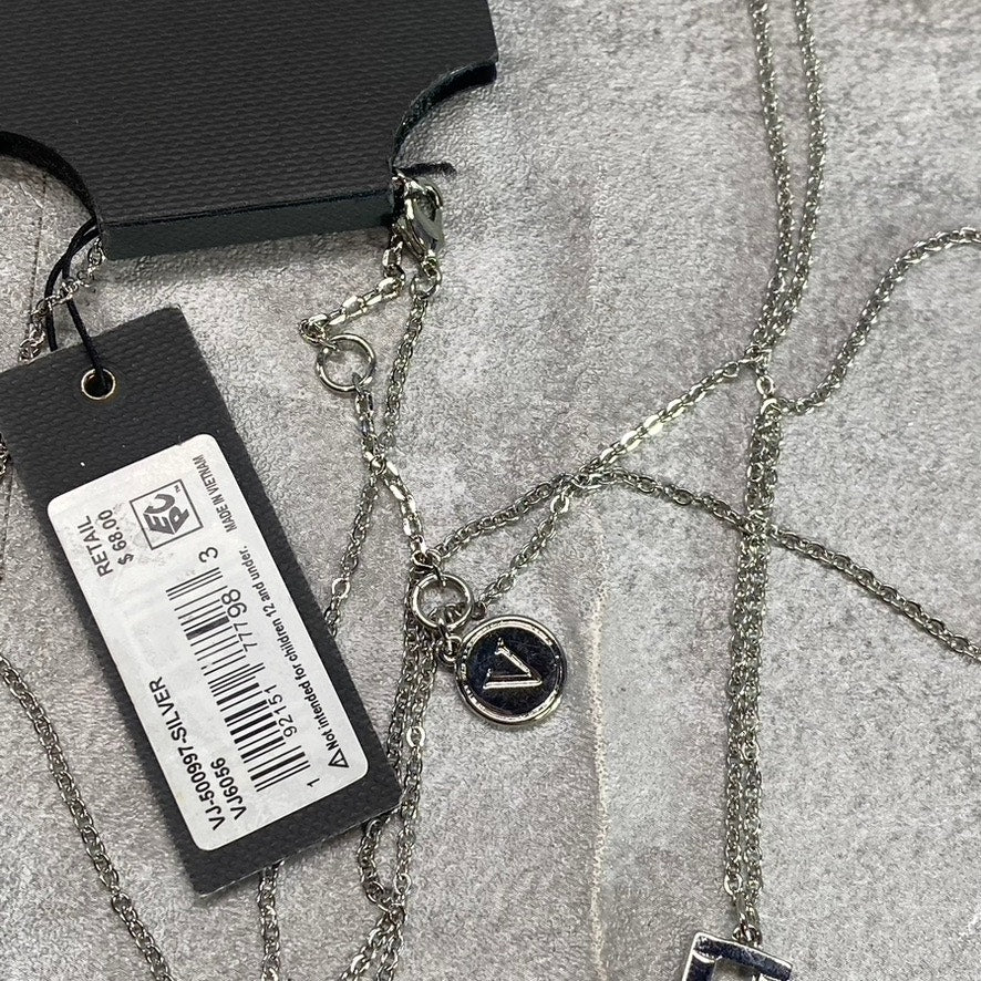 VINCE CAMUTO Women's Silver Square Baguette Chandelier Necklace