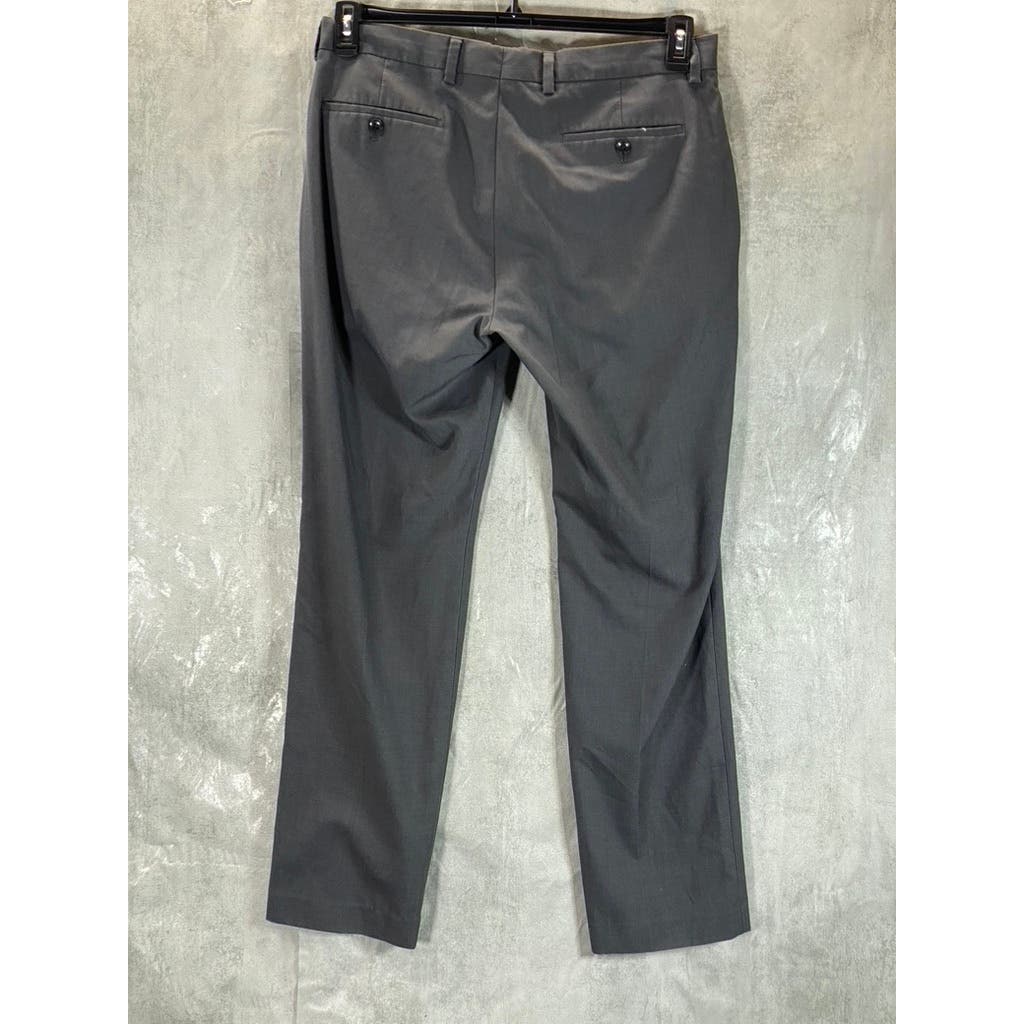 NORDSTROM RACK Men's Solid Charcoal Modern-Fit Flat-Front Pants SZ 36X32