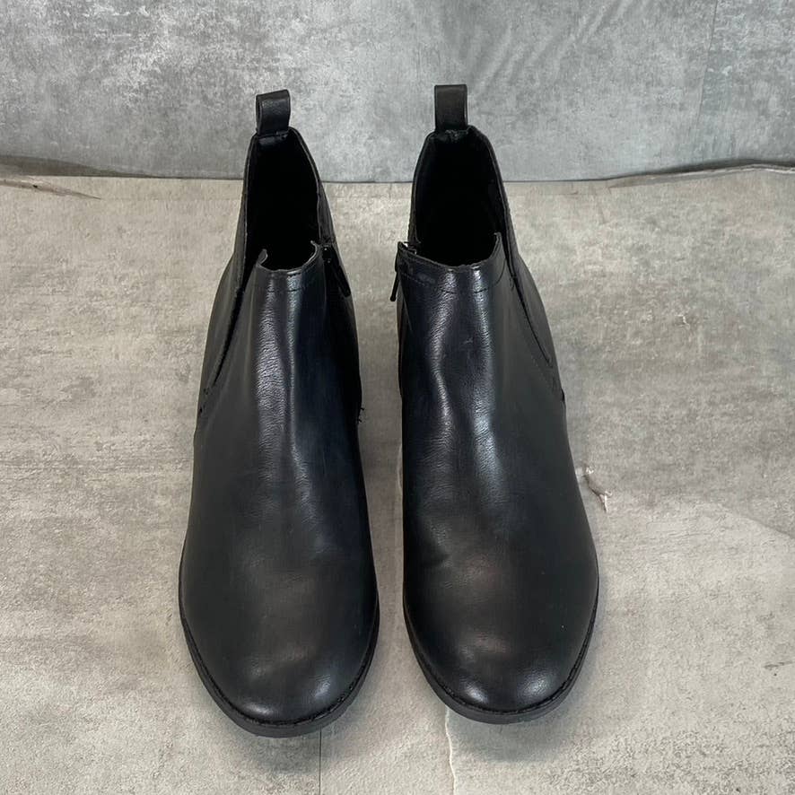 SUN+STONE Women's Black Cadee Memory Foam Slip-On Block Heel Ankle Booties SZ8.5