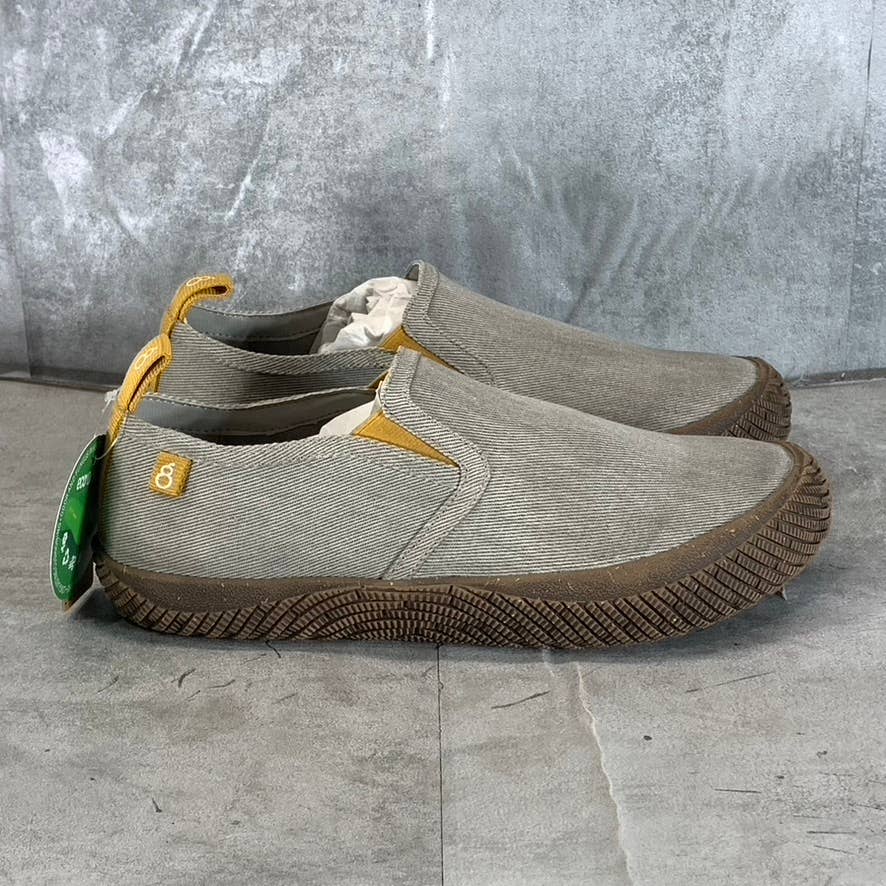 HYBRID GREEN LABEL Men's Grey Canvas Lively Slip-On Sneaker SZ 8