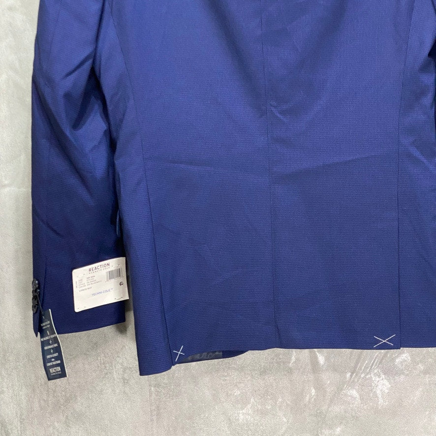 REACTION KENNETH COLE Blue Slim-Fit Mini Check Regular Suit Jacket SZ 36R