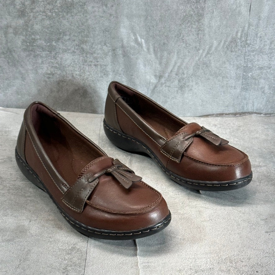 CLARKS COLLECTION Women's Brown Multi Leather Ashland Bubble Slip-On Flats SZ 8