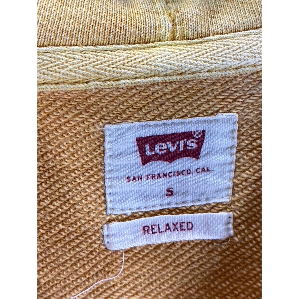 LEVI'S Men's Golden Apricot Yellow Relaxed-Fit Original Logo Pullover Hoodie SZS