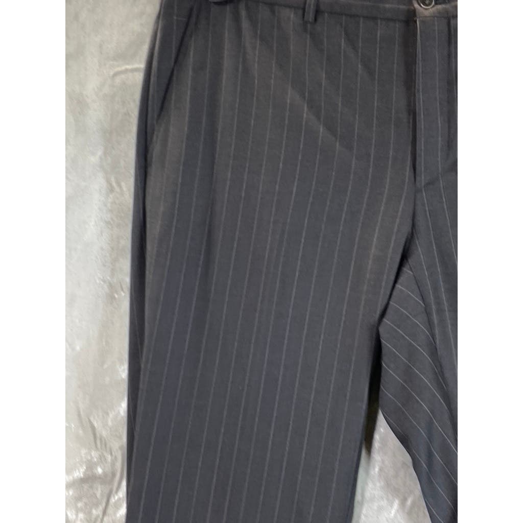 GIORGIO ARMANI Men's Charcoal Pinstripe Flat-Front Pants SZ 54(US 38R)