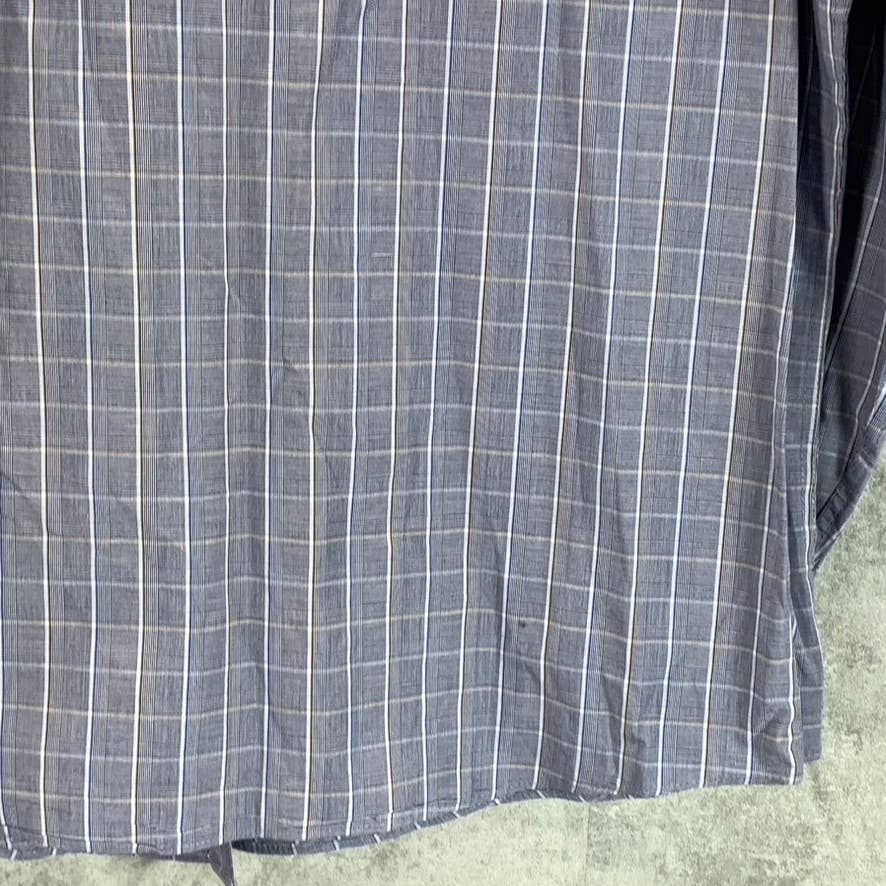 MICHAEL KORS Men's Blue Plaid Regular-Fit Long-Sleeve Button-Up Dress Shirt SZ L