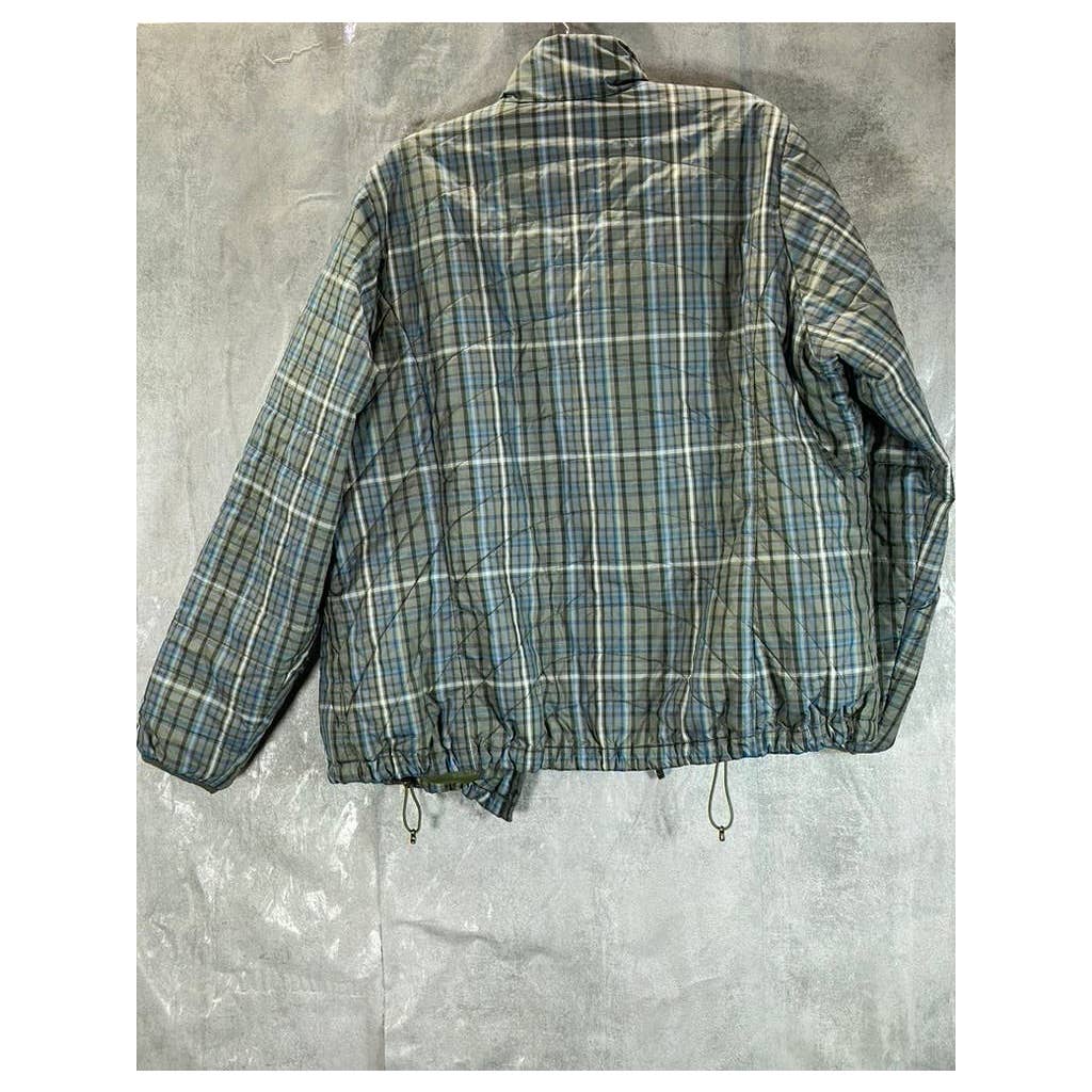 LANDS' END Women's Plus Size Green Plaid Zip-Up Jacket SZ 1X