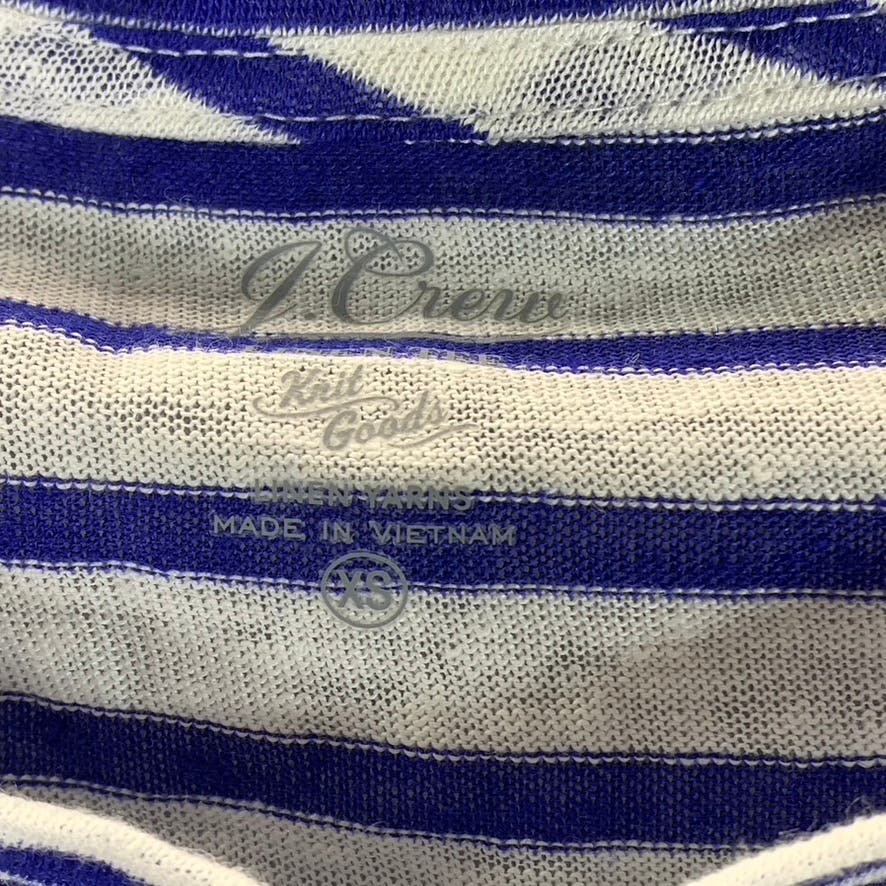 J.CREW Women's Blue Striped Crewneck Knit Short Sleeve T-Shirt SZ XS